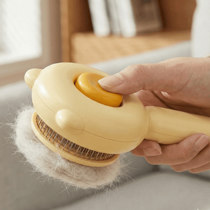 Dettaglio sul bottone della spazzola che serve per eliminare i peli catturati 