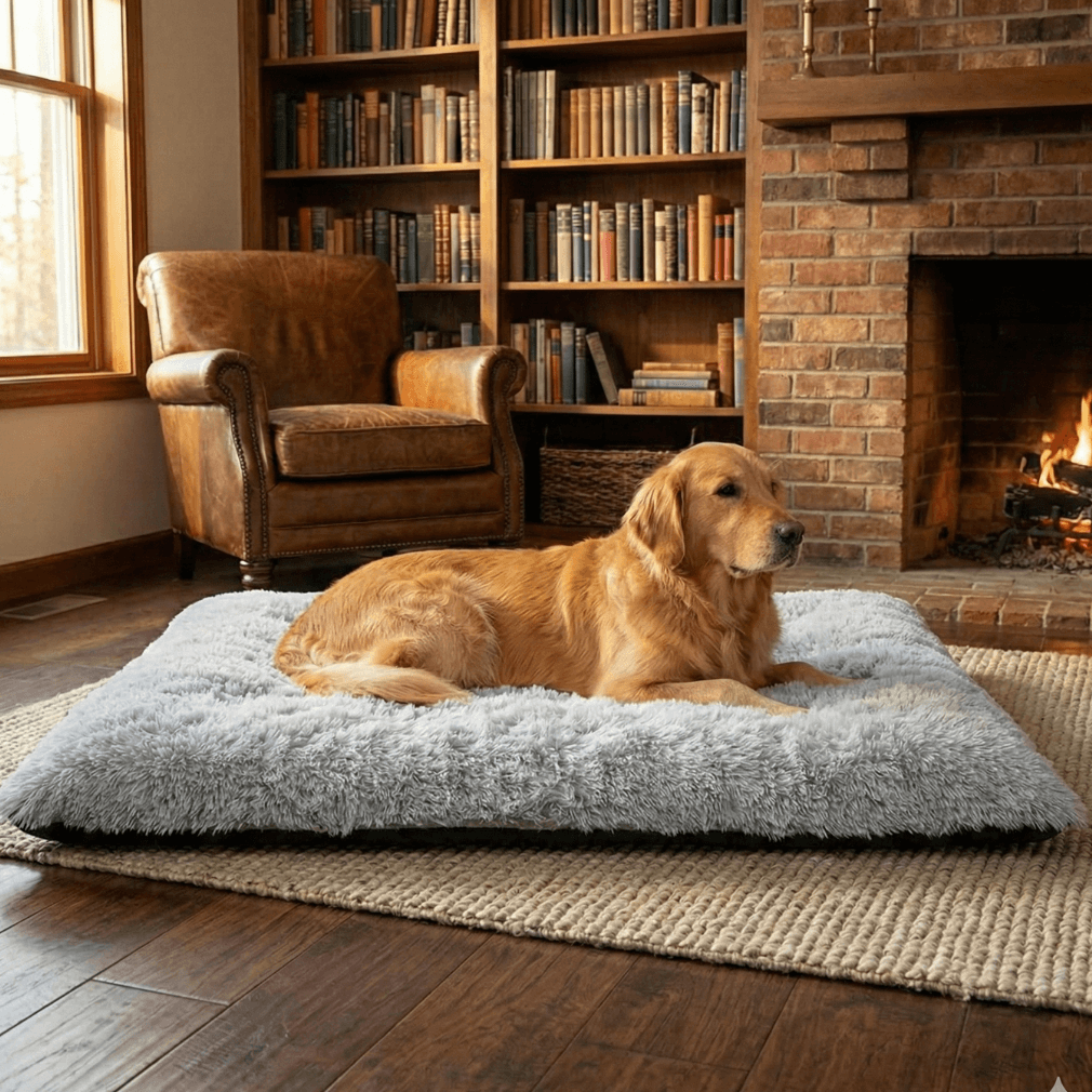 Cane rilassato sul tappetino comodo 